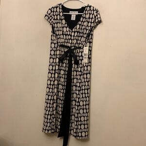 Jessica Howard black white tie waist dress Size 12 Tall NWT